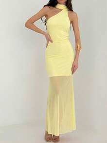 Aloruh Đầm ôm dáng thanh lịch hở lưng cổ yếm dành cho nữ, thích hợp cho mùa hè. - Nhiều màu - Xem 8