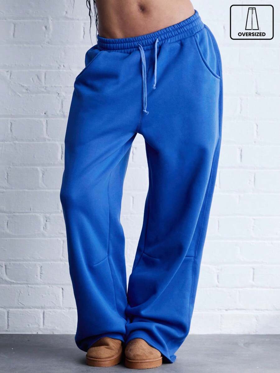 COUREZ Quần jogger ống rộng dáng rộng, kiểu vintage Y2K. - Màu xanh lam - Xem 1