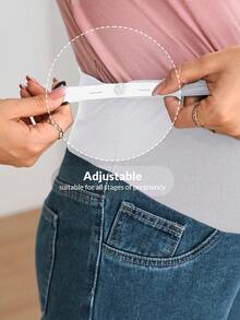 SHEIN Maternity Solid Color Casual Jeans - Medium Wash - View 4