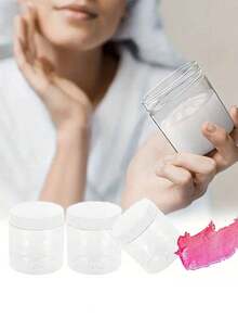 Bộ 4 chai nhựa đựng đồ đường kính 7cm có nắp đậy - Chai đựng sơn, hộp đựng kem dưỡng da & mặt nạ, hũ đựng kem dưỡng mắt & kem dưỡng da mặt, chai mẫu PET miệng rộng trong suốt, hộp đựng mỹ phẩm có thể tái sử dụng. - trắng - Xem 9