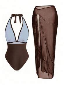 Swim Oasis Sunner Vacation 优雅浪漫海星装饰连体泳衣高端套装 - 銅色 - 查看 2