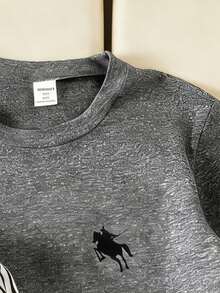 Teen Girls Casual Short Sleeve T-Shirt & Striped Pants Set - Dark Grey - View 4