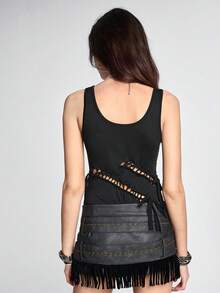 ROMWE Grunge Punk Y2K Sexy Bodycon Hollow Out Bodysuit - Black - View 7