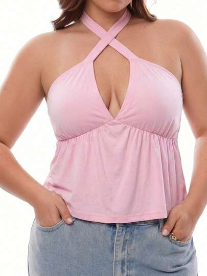 Solavibe Áo hai dây và áo tank top cỡ lớn dành cho nữ