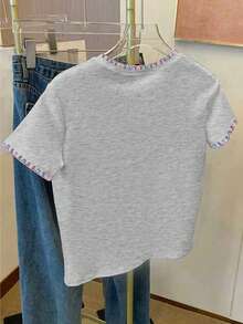 Resyla Women's Summer Cherry Shell Embroidered T-Shirt - Light Grey - View 2