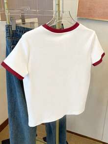 Resyla 女士白色印花修身短袖T恤 - 白色 - 查看 2