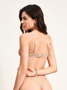 1 Bộ đồ lót ren trơn màu không dây thoải mái cho nữ - Lạc đà - Xem 2