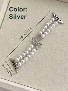 Teckwe 1. An Elegant Pearl Bow-Style Women's Wristband Suitable For Smartwatches 38/40/41/(S10-11)42mm. Fashionable Premium Women's Smart Wristband. - Multicolor - View 13