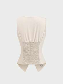Sweetra Women's Y2K Sexy Twist Casual Commuter Top - Apricot - View 2
