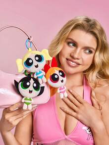 THE POWERPUFF GIRLS X SHEIN 1个可爱泳装女警毛绒钥匙扣，时尚饰品，可爱设计，非常适合挂在包包或钥匙上。 - 彩色 - 查看 6