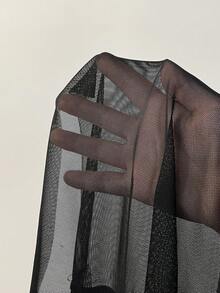 INAWLY 优雅修身V领挂脖连体泳衣，搭配高开衩长裙，性感沙滩泳池泳装 - 黑色 - 查看 7