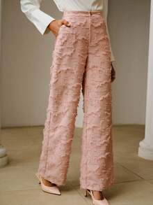 ZEYLAH Pantaloni eleganți din jacquard, cu croi larg, pentru naveta zilnică, primăvară/vară - Roz praf - Vizualizare 5
