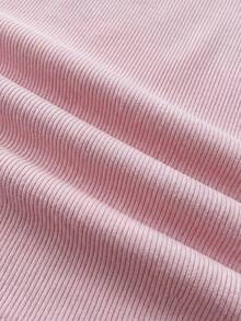 SHEIN Teenager Mädchen Einfarbig Rundhals Figurbetonte Lässig Kurz Arm T-Shirt - Pink - Übersicht 5