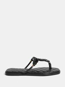 CUCCOO TILAWA Women's Rhinestone Flat Sandals - Black - View 2