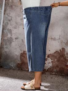 EMERY ROSE Mature Denim Quần jean ống loe dáng rộng, thoải mái, cỡ lớn - Màu xanh lam - Xem 4