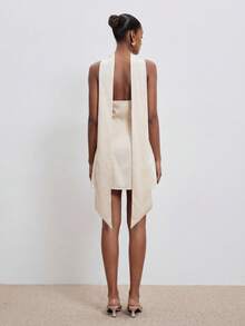 ATUI Studio 优雅时尚的女士系带连衣裙，夏季款 - 白色 - 查看 5