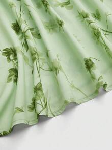 GlowEve Women's Fashion Long Skirt - Random Floral Pattern - Green - View 3