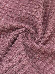 EMERY ROSE Camiseta de cuello redondo de manga corta de unicolor y textura para mujer - Morado - Ver 3