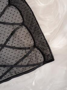 Váy ngủ ren hở lưng họa tiết trái tim gợi cảm khi đi chơi - màu đen - Xem 5