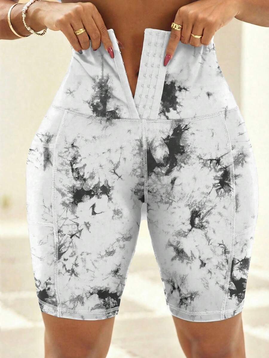SHEIN Lady Quần legging cạp cao nhuộm tie-dye dành cho nữ - Nhiều màu - Xem 1