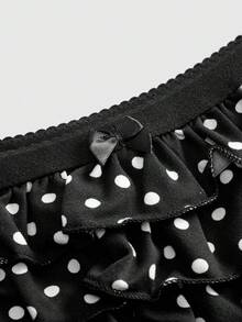 ROMWE Grunge Punk Y2K Baddie Leopard Print Ruffle Layered Low Waist Mini Shorts - Black - View 3