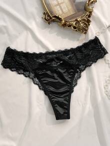 Seduluxe Women's Low-Waist Lace Patchwork Sexy Daily Briefs - Black - View 6