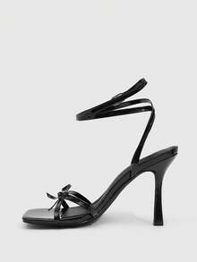 CUCCOO SZL 女士方头水钻踝带凉鞋，圣诞节必备 - 黑色 - 查看 5