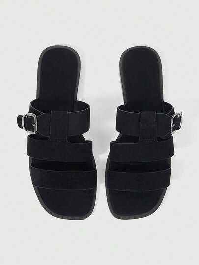 Sleekvia Ladies Comfortable Flat Wear-Resistant Versatile  Metal Outdoor Flip-Flops Slippers