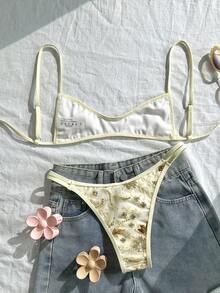 Swim Mod Bộ đồ bơi 2 mảnh dành cho nữ, mẫu mới Xuân/Hè 2026, chất liệu vải đặc biệt, thích hợp cho kỳ nghỉ biển, phong cách thanh lịch và thường ngày. - Màu be - Xem 2