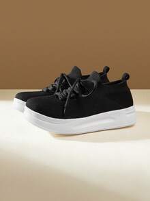 CUCCOO EASI Women's Casual Thick Sole Sneakers, Versatile For Daily Wear - Black - View 3