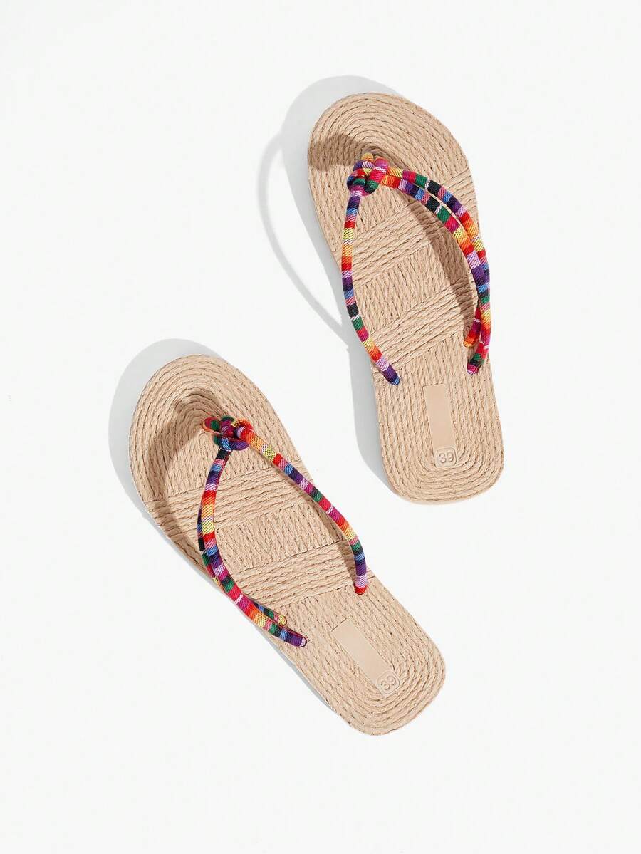 平底夏季时尚休闲百搭女士拖鞋沙滩鞋 - 彩色 - 查看 1