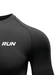 Manfinity Acti Log Men's Long Sleeve Turtleneck Sports T-Shirt - Black - View 3