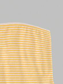 SHEIN Áo quây ngực in kỹ thuật số sọc vàng, kiểu dáng tối giản, chất liệu 34% cotton, thích hợp làm quà tặng cho bạn bè. - Nhiều màu - Xem 3