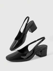 Sleekvia Women Shoes Square Thick Heel Classic High Heels - Black - View 1