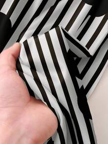 CosyJoli 休闲简约条纹印花黑色大码女式宽松长裤，适合度假、音乐节等场合 - 彩色 - 查看 6