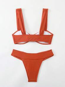 Swim Chiccia 两件套新款加厚肩带性感优雅度假比基尼套装，适合海滩、泳池、派对、圣诞节等场合。 - 鏽棕色 - 查看 2