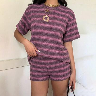 Striped Knit Casual…