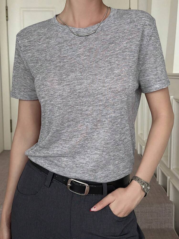 Women's Casual Elegant Round Neck Short Sleeve T-Shirt, Urban Lifestyle