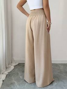Elenzga 优雅杏色高腰系带褶皱阔腿休闲裤，适合日常穿着、婚礼、晚宴、通勤、毕业派对、节日、假期、约会、聚会、万圣节、圣诞节、新年、感恩节、婚礼等场合。 - 卡其色 - 查看 2