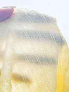 SHEIN 少女针织蝴蝶结装饰不对称肩部上衣 少女服装 少女服装 黄色上衣 少女黄色上衣 - 黃色 - 查看 10