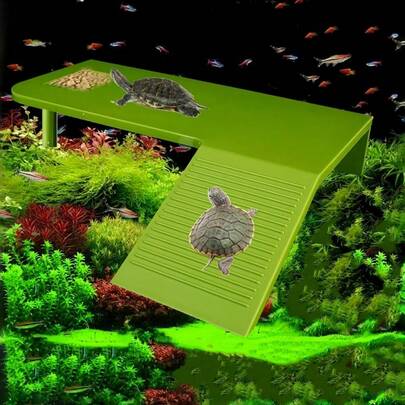 1PC Turtle Resting Platform Basking Dock Climbing Ramp Floating Island With Feeding Tray Turtle Climbing Ladder For Climbing Resting Basking In Sunlight Reptile Amphibian Activity Habitat Platform