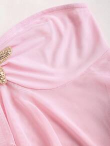 Sunnyshic Y2K Sexy Ruffle Hem Cropped Camisole Top, Versatile For Vacation - Pink - View 7