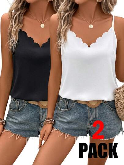 SHEIN Frenchy 2pcs Women Casual Elegant Loose A-Line Camisole Set, Suitable For Daily Wear, Summer