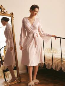 Côtesoire Halat elegant francez la modă, din dantelă lejeră, roz, versatil pentru purtare pe tot parcursul anului - Caisă - Vizualizare 5