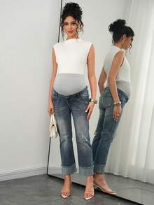 SHEIN 孕妇水洗牛仔裤 - 中等水洗藍 - 查看 6