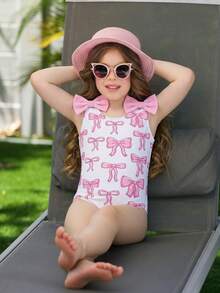 Emery Rose Kids Emery Rose Kids 女童纯色针织连体泳衣 - 白色 - 查看 2