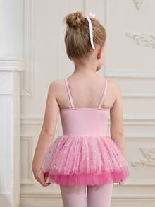 Young Girls' Soft & Stretchy Ombre Pink Camisole Romper Tutu Dress, Skin-Friendly Elastic Fabric Suitable For Yoga, Dance, Gymnastics, Ballet Practice, Parties And Casual Occasions - Blue - View 2