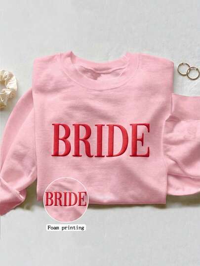 Airaco Personalized Bridal Gift, Bride Sweatshirt, Initial Heart Sleeve, Engagement Gift, Unique Bridal Shower Gift, Future Mrs. Sweatshirt With Foil Print Pattern