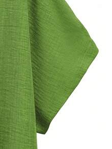 EMERY ROSE 大码休闲纯色衬衫和裤子两件套 - 薄荷綠 - 查看 3