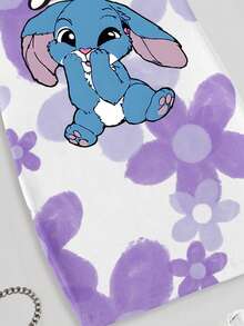 春夏少女休闲时尚创意清新紫色花卉底色可爱卡通蓝色兔子图案印花舒适短袖T恤裙，温暖的夏秋款式，适合年轻女孩穿着。 - 彩色 - 查看 4